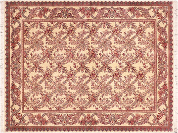 handmade Traditional Basan Ivory Red Hand Knotted RECTANGLE 100% WOOL area rug 6x9